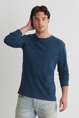 Fair Indigo - 100% Organic Cotton Long Sleeve Crew Neck T-shirt - Shirts - Afterglow Market