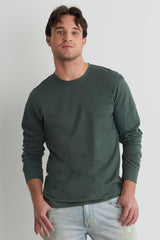 Fair Indigo - 100% Organic Cotton Long Sleeve Crew Neck T-shirt - Shirts - Afterglow Market