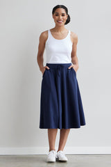 Fair Indigo - 100% Organic Cotton Midi Skirt with Pockets - Skirts - Afterglow Market