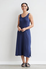 Fair Indigo - 100% Organic Cotton Midi Tank Dress - Dresses - Afterglow Market