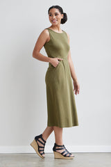 Fair Indigo - 100% Organic Cotton Sleeveless Midi Dress with Pockets - Dresses - Afterglow Market