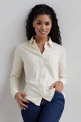 100% Organic Cotton Knit Button Down Shirt