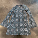Soul Flower Boho Print Bell Sleeve Mini Dress Tunic