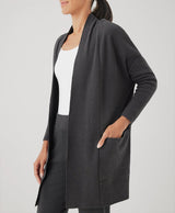 Pact - Airplane Cardigan | 100% Organic Cotton and Fair Trade | Charcoal Heather - Cardigans - Afterglow Market