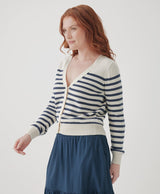 Pact - Classic Fine Knit Cardigan | Navy Laguna Stripe - Cardigans - Afterglow Market