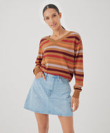 Pact - Classic Fine Knit V-Neck Sweater | Vail Stripe - Sweaters - Afterglow Market