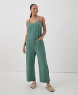 Pact - Cool Stretch Lounge Jumpsuit | Organic Cotton and Fair Trade | Dark Forest Heather - Jumpsuits - Afterglow Market