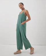 Pact - Cool Stretch Lounge Jumpsuit | Organic Cotton and Fair Trade | Dark Forest Heather - Jumpsuits - Afterglow Market