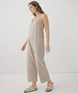 Pact - Cool Stretch Lounge Jumpsuit | Organic Cotton and Fair Trade | Oat Heather - Jumpsuits - Afterglow Market