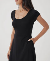 Pact - Fit & Flare Crossback Maxi Dress | Black - Cap Sleeve Maxi - Afterglow Market
