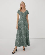 Pact - Fit & Flare Crossback Maxi Dress | Vintage Garden - Cap Sleeve Maxi - Afterglow Market
