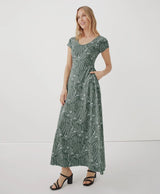 Pact - Fit & Flare Crossback Maxi Dress | Vintage Garden - Cap Sleeve Maxi - Afterglow Market