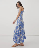 Pact - Fit & Flare Open Back Maxi Dress | Tropical Palm Wedgewood - Dresses - Afterglow Market