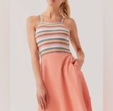 Pact - Fit & Flare Strappy Dress | Bliss Stripe/Canyon Clay - Strap Mini - Afterglow Market