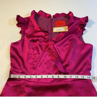NWT $160 Z Spoke By Zac Posen Size 10 Vibrant Magenta Satin Ruffle Sleeve Dress