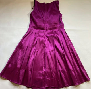 NWT $169 Marina Size 6 Fuchsia Satin Twill Fit N Flare Cocktail Dress