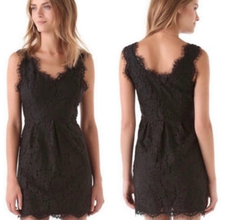 Joie $338 Size S Black Rory Scalloped Eyelash Lace Short Cocktail Party Dress