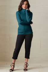 Fair Indigo - Organic Cotton Ribbed Turtleneck Sweater - Sweaters - Afterglow Market