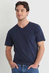 Fair Indigo - Organic Cotton V-Neck T-Shirt - Tops - Afterglow Market